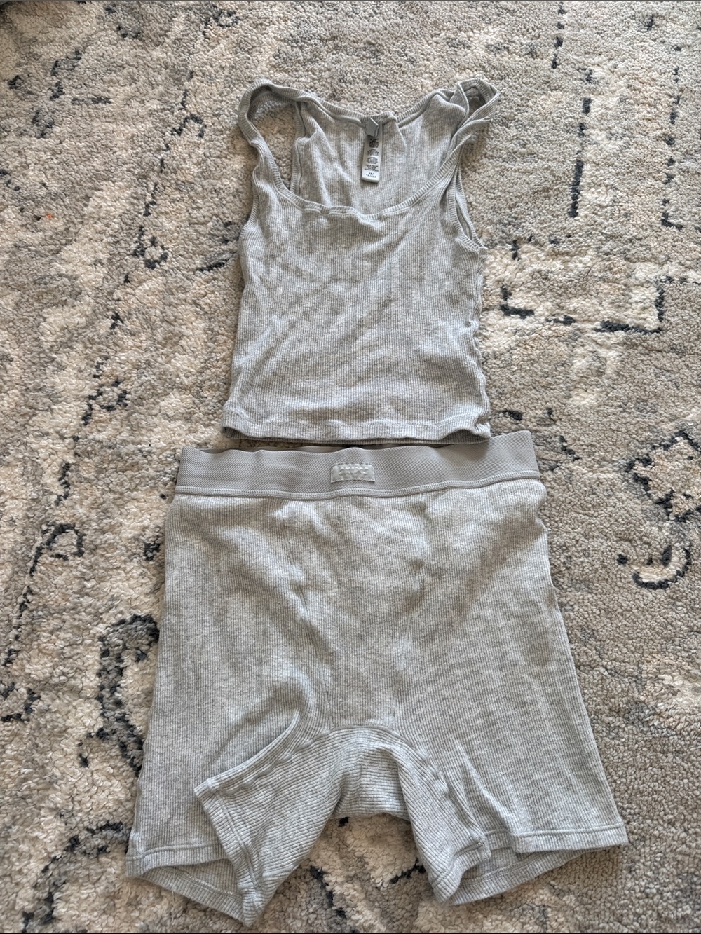 Women’s Skims Ribbed Tank & Short Set - Light Gray